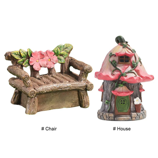 Fairy Garden Kit Resin Garden Cottage Figurines Mini Fairy Cottage House for Fairy Garden Miniature Moss Landscape DIY