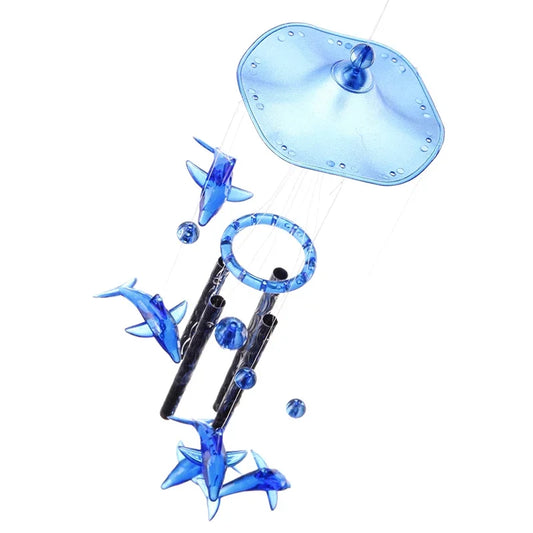 Home Decoration Hanging Wind Chimes for Kids Birthday Gift Christmas Door Garden Blue Crystal Dolphin Wind Chimes