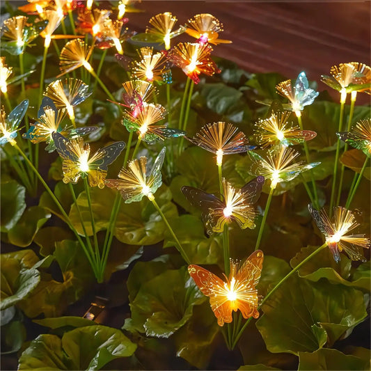 Garden Solar Butterfly Lights Outdoor 6LED Decor Light Waterproof Stake Lights For Yard Pathway Patio