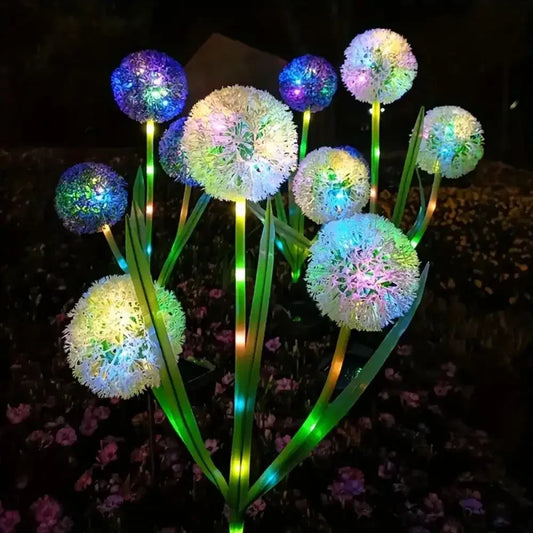 Solar outdoor dandelion lights, LED color scallion ball lights, lawn lights, for garden, patio, walkway, lawn decoration