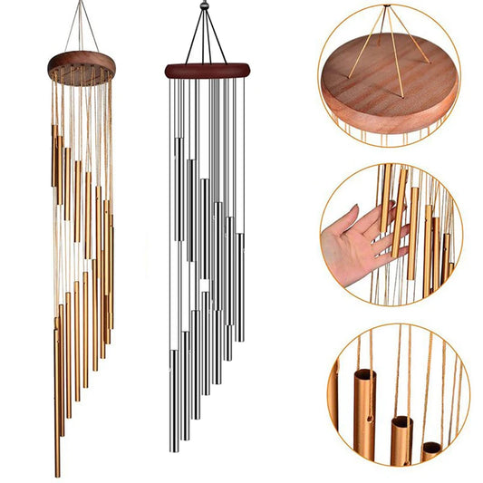 12 Tubes Wind Chimes Aluminum Tube + Pine  Metal Pipe Wind Chimes Bells Decor Outdoor Yard Decoration Large Wind Chimes Bells