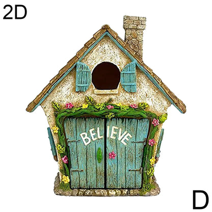 2D Fairy Garden Miniatures Gnome Window Door Set Pendant Glow In The Dark Creative Ornaments Crafts Fairy Garden Decorations
