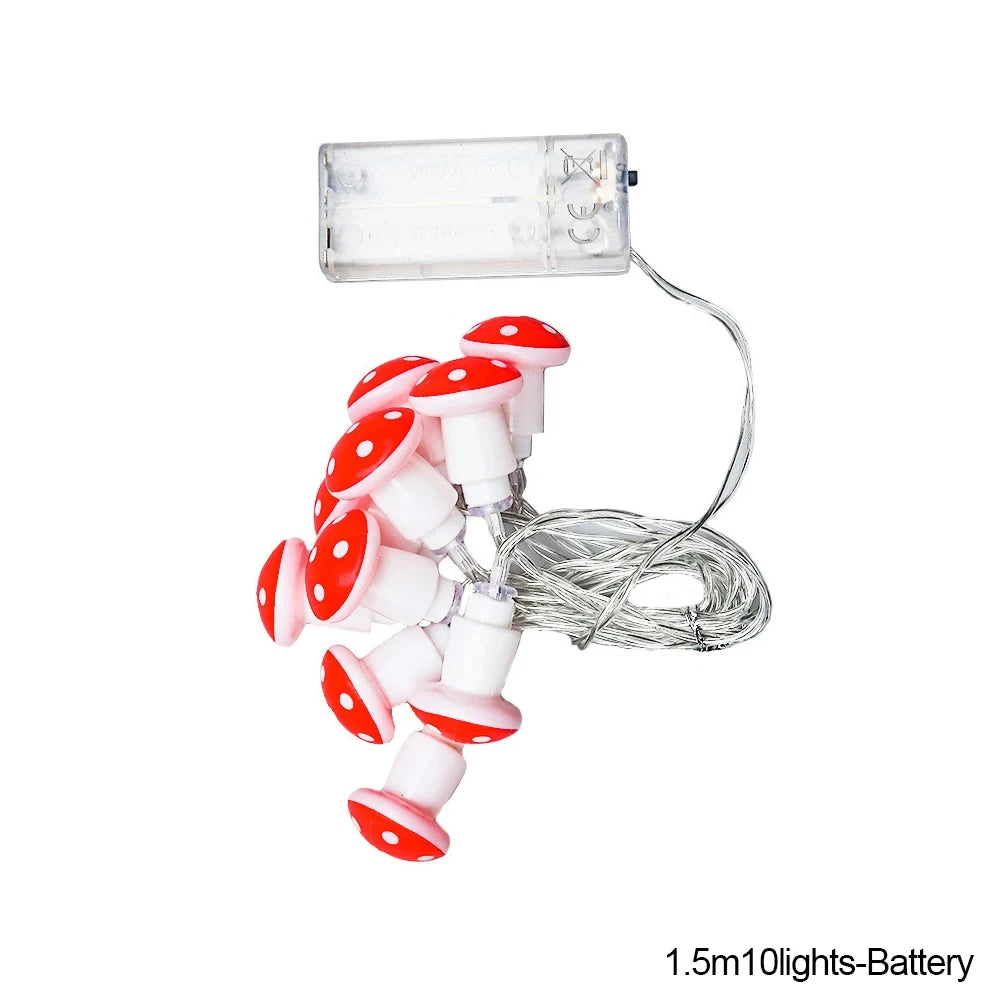 20 Leds Mushroom LED Fairy Lights USB/Battery String Light   Christmas Party Gift Fairy Indoor Decorative Atmosphere Light