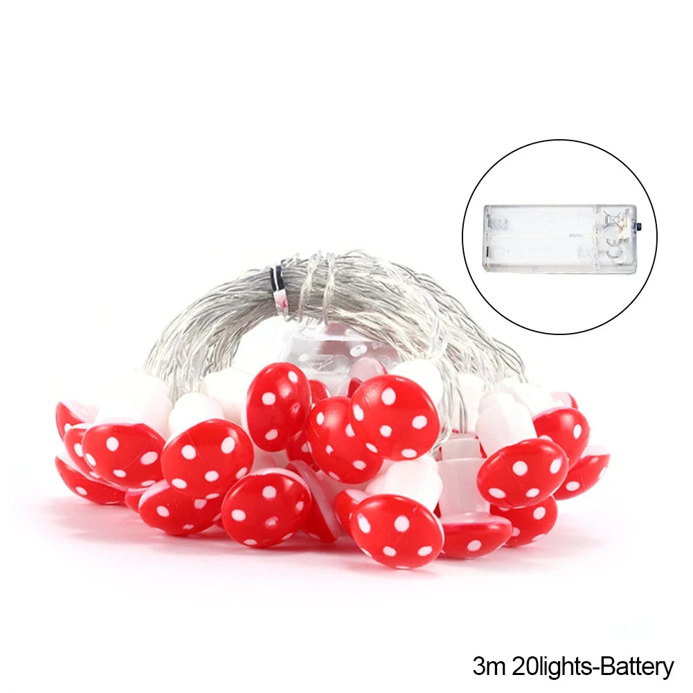 20 Leds Mushroom LED Fairy Lights USB/Battery String Light   Christmas Party Gift Fairy Indoor Decorative Atmosphere Light