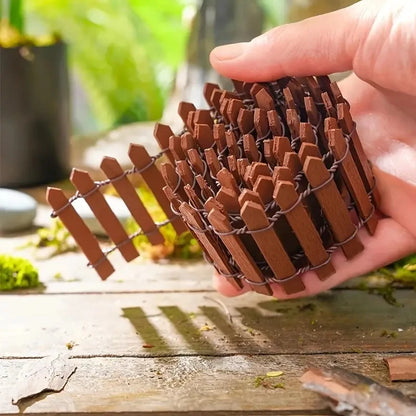 Fairy Garden Mini Fence, 35.5 Inch Wooden Miniature Picket Fence Border Decoration, Suitable For DIY Bonsai, Succulents, Flower