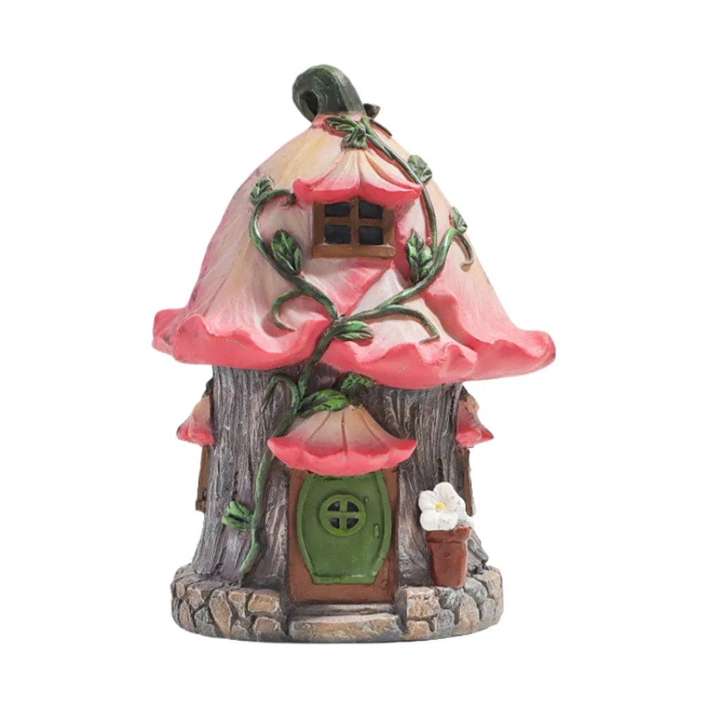 Fairy Garden Kit Resin Garden Cottage Figurines Mini Fairy Cottage House for Fairy Garden Miniature Moss Landscape DIY