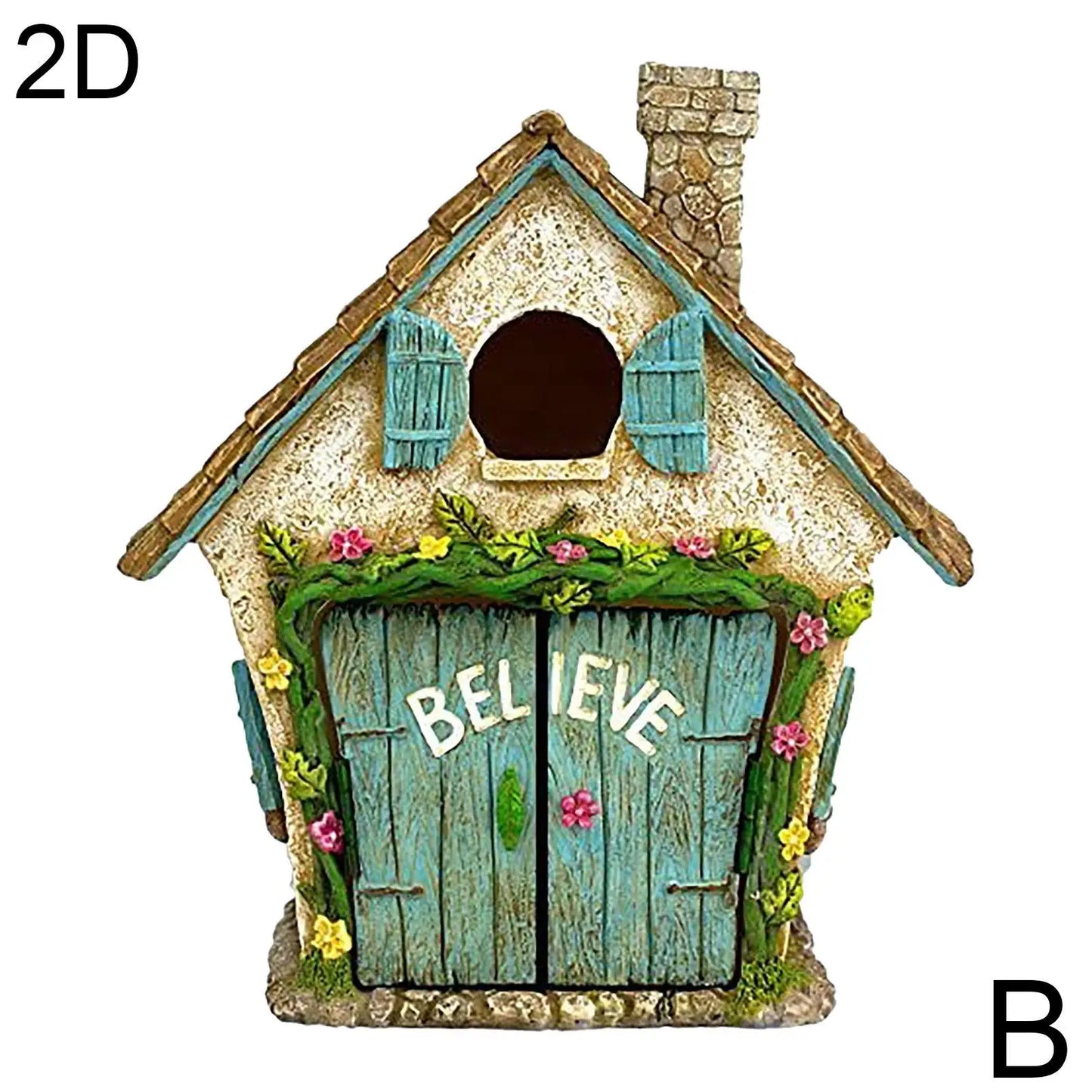 2D Fairy Garden Miniatures Gnome Window Door Set Pendant Glow In The Dark Creative Ornaments Crafts Fairy Garden Decorations