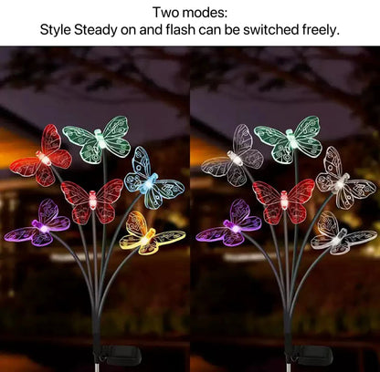 Garden Solar Butterfly Lights Outdoor 6LED Decor Light Waterproof Stake Lights For Yard Pathway Patio