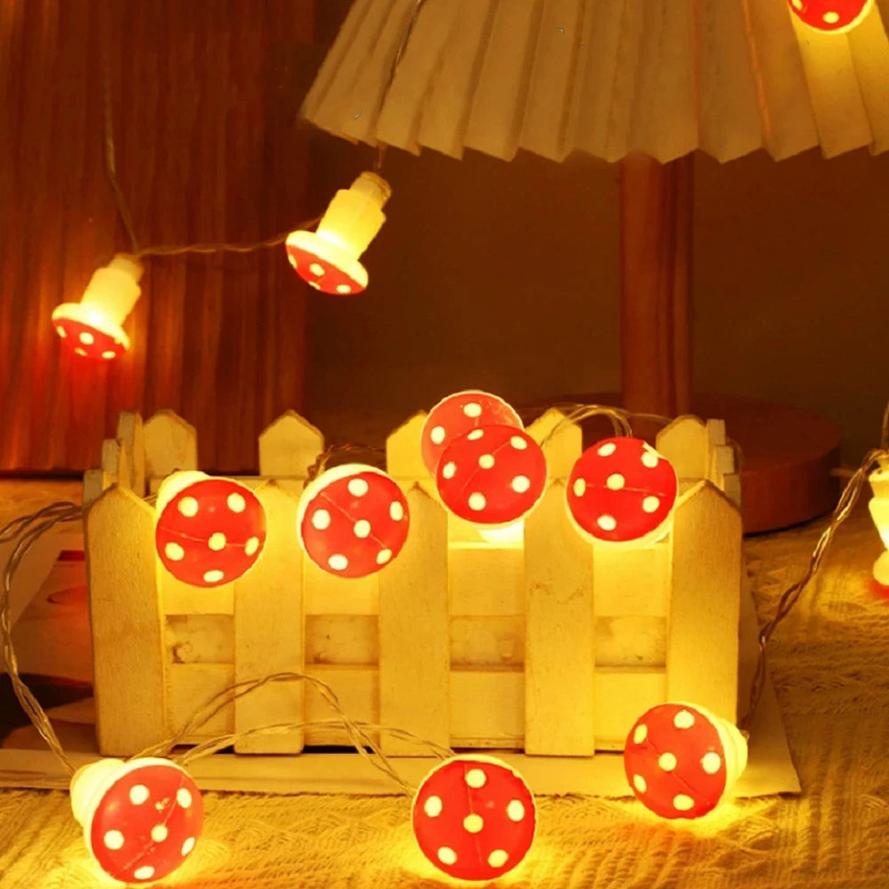20 Leds Mushroom LED Fairy Lights USB/Battery String Light   Christmas Party Gift Fairy Indoor Decorative Atmosphere Light