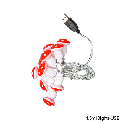 20 Leds Mushroom LED Fairy Lights USB/Battery String Light   Christmas Party Gift Fairy Indoor Decorative Atmosphere Light