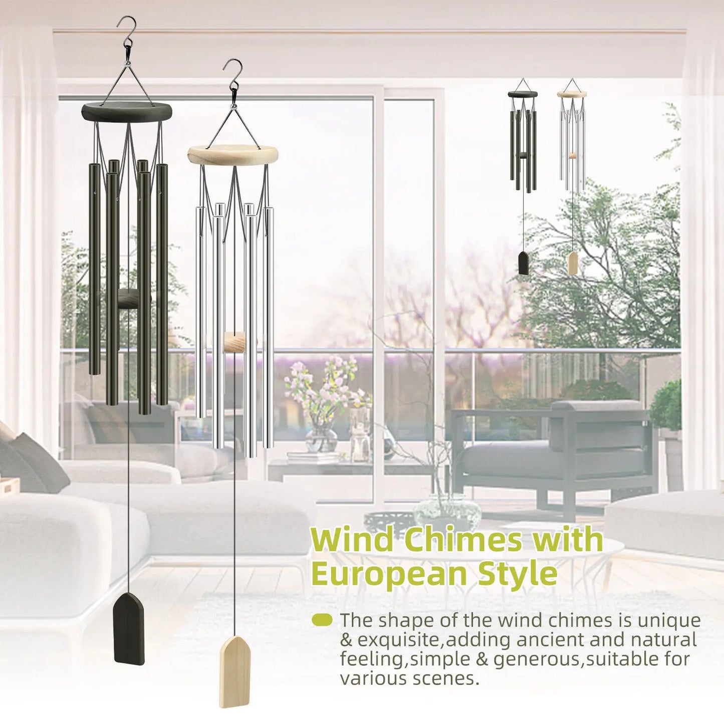 6 Tubes Wind Chimes Garden Outdoor Living Decoration Metal Wind Chimes Hanging Ornament