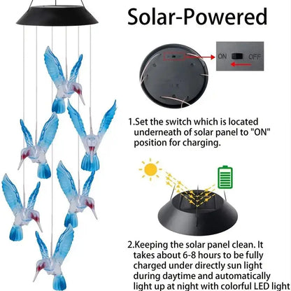 1set Blue Wind Chimes Solar Power Generation for Courtyard and Outdoor Decoration Wind Chimes and Pendants1set Blue Wind Chimes
