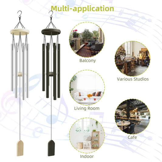 6 Tubes Wind Chimes Garden Outdoor Living Decoration Metal Wind Chimes Hanging Ornament