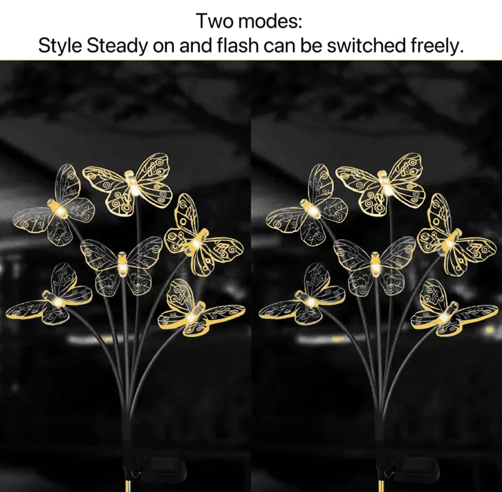 Garden Solar Butterfly Lights Outdoor 6LED Decor Light Waterproof Stake Lights For Yard Pathway Patio