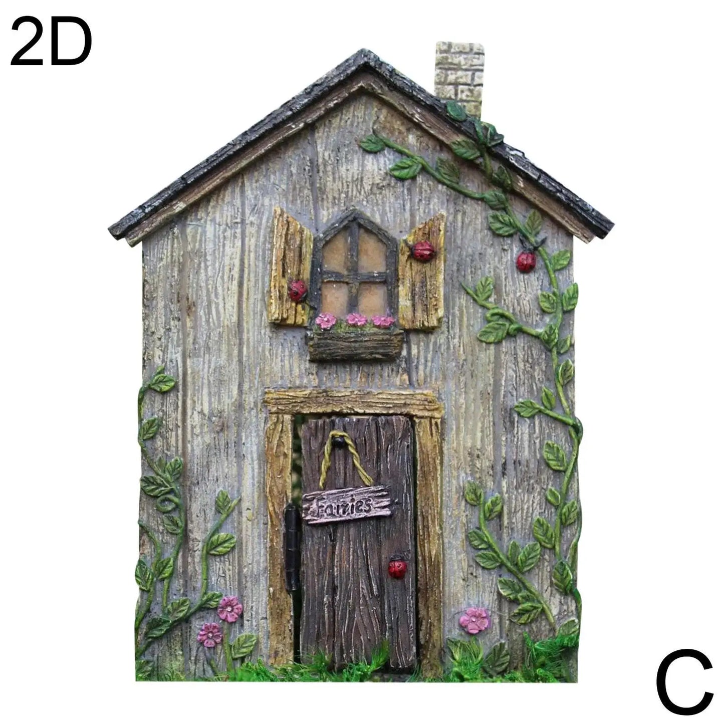 2D Fairy Garden Miniatures Gnome Window Door Set Pendant Glow In The Dark Creative Ornaments Crafts Fairy Garden Decorations