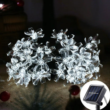Solar Fairy String Light Sakura Garlands 5M Peach Flower CherryLED Lamp for Wedding Party Garden Outdoor Decor Led Lights